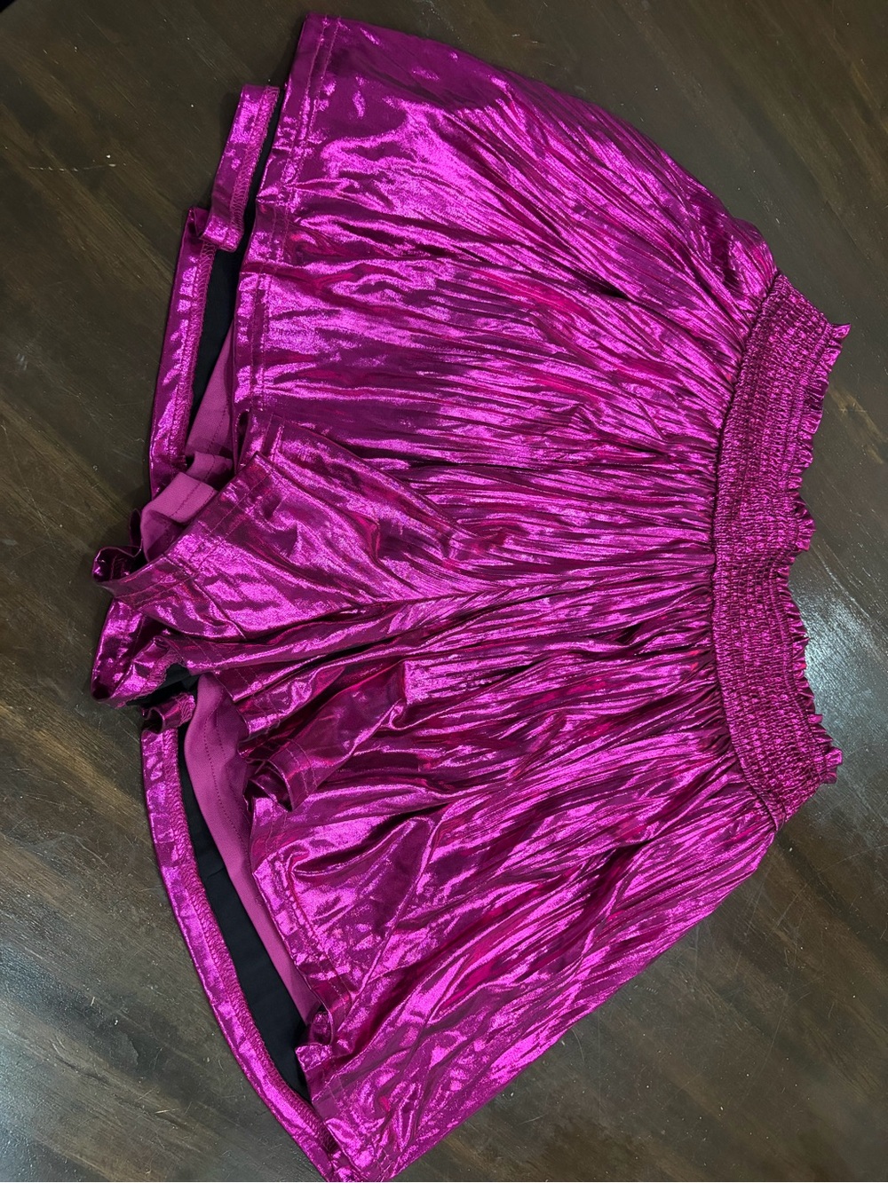 Women Metallic Fuchsia Party Flowy Shorts